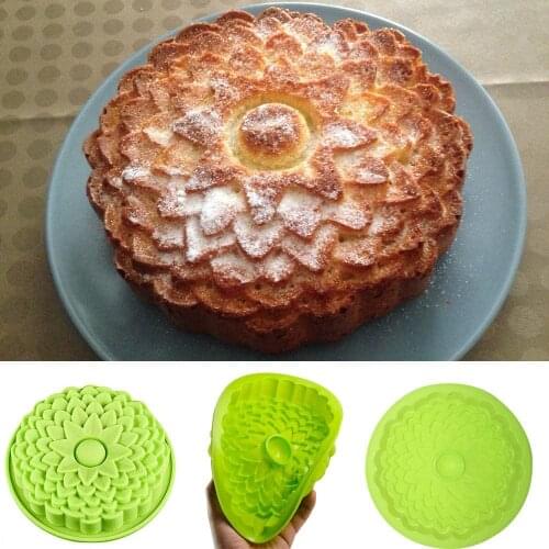 Flexible Reusable Silicone Cake Mold Bread Tart Mould Chrysanthemum Rose Shape Non-Stick Baking Trays for Birthday Party DIY
