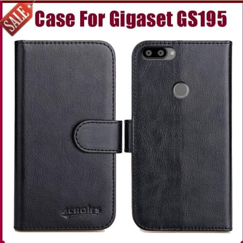 Hot! Gigaset GS195 Case 6.18" 6 Colors Flip Soft Leather Phone Wallet Cover Stand Function Case Credit Card Slots