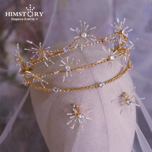 Himstory European Three-layer Baroque Cubic Crystal Wedding Tiaras Crowns Princess Headbands Hairband Tiara Hair Accessory