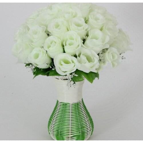 NEW 100Pcs 30cm Length Artificial Simulation Silk Single Rose Half Open Roses for DIY Bride Bouquet Wedding Flower