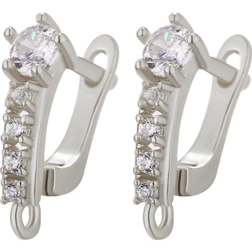 JUYA 4 Pcs\lot DIY Handmade Jewelry Earrings Hooks For Jewelry Making AAA Cubic Zirconia Earring Clip Clasp Setting Accessories