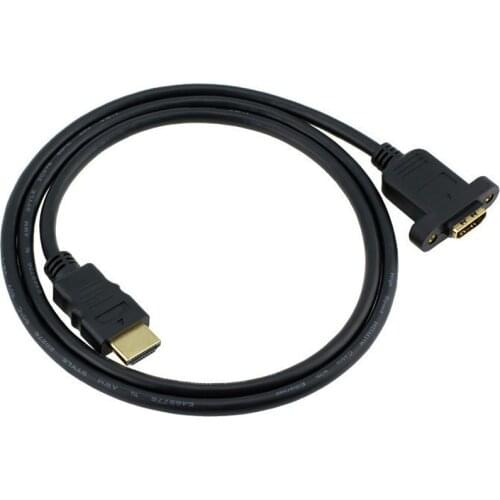 1PCS new Gold Lead HDMI Male to Female Ethernet Extender HDMI Extension Cable with Screw Hole Locked Panel Mount Cable high