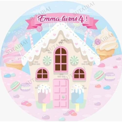 Sweets Dessert Bakery Ice Cream Birthday Round Backdrop Banners Photography Custom Newborn 1 Year Background Stand Party Deco