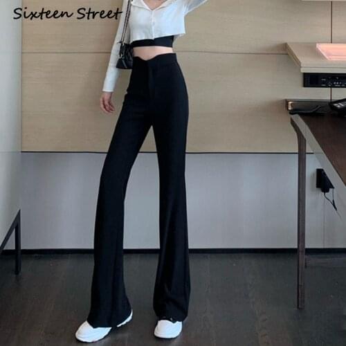 Black High Waist Suit Pants Women Autumn Skinny Wide Leg Trousers New Mopping Flared Pants Korean Clothing Aesthetic Y2K 2021