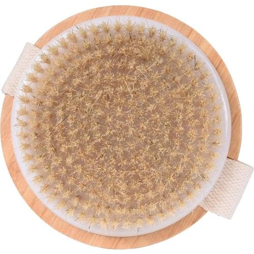 Round Bamboo Body Brush Dry Skin Shower Boar Bristle Bath Massage Wooden Massage Shower Brush Skin Care Tool