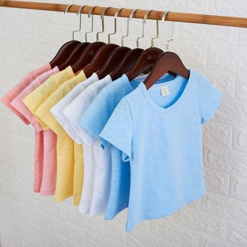 Baby Girls Summer Cotton Candy Color T-shirt Tops Blouse Short Sleeve Children Casual Tee Shirts