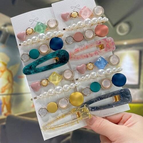 Fashion Geometric Barrettes Headwear Girls Hairpins Pearl Hair Clip For Women Korea Hairgrip Side Clip Hair Accessories Jewelry