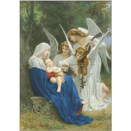 Virgin and Child Song of Angels Clear Picture Cross Stitch Kit Top Quality Counted 14CT Unprinted Embroidered Handmade Art Decor