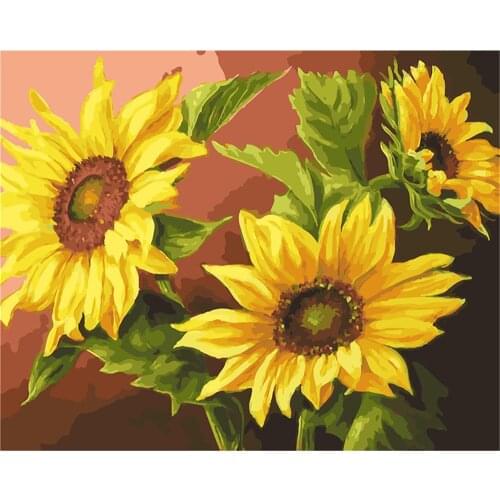 Sunflowers Abstract Modern DIY Cross Stitch Embroidery 11CT Kits Needlework Craft Set Cotton Thread Printed Canvas Room