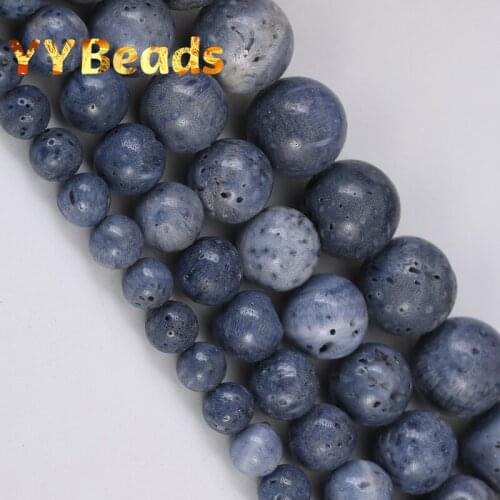 Top Quality Real Natural Blue Coral Stone Beads 6mm 8mm 10mm 12mm Round Loose Spacer Charm Beads For Jewelry Making DIY Bracelet