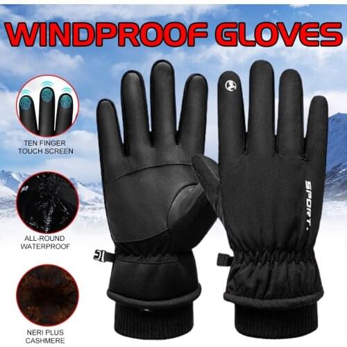Warm Fleece Gloves Outdoor Sport Riding Climbing Skiing Windproof Waterproof Warm Fleece Gloves Touch Screen Bike Full Finger