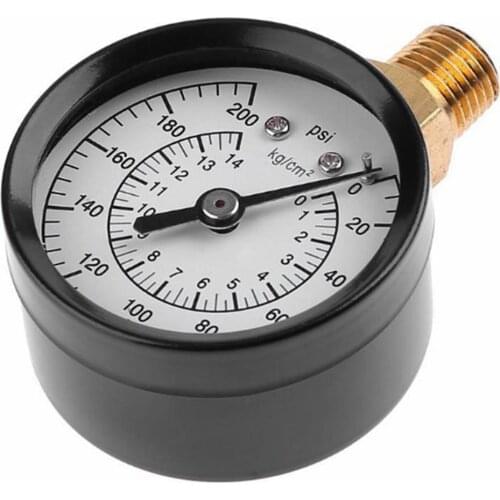 1/4 Inch NPT Side Mounted 0-60psi/200psi Portable Pressure Gauge Dial Air Compressor Pressure Gauge Hydraulic Pressure Tester