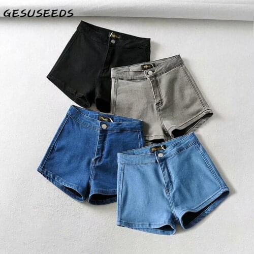 Casual Shorts Women High Waist Denim Shorts Summer Harajuku Skinny Jeans Sexy Plus Size Joggers Women Jeans Shorts Black Gray