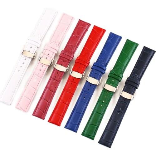 Genuine Leather watch band 16 18 19 20 21 22 24 mm Watche Band strap Belt Watchband sliver Folding Clasp / Buckle + Tool