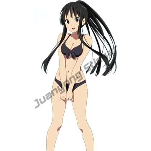 Sexy Girl Akiyama Mio Anime K-ON! Car Sticker Styling Camper Laptop Yacht Voiture Course Waterproof Window Decal Decor KK13x7cm