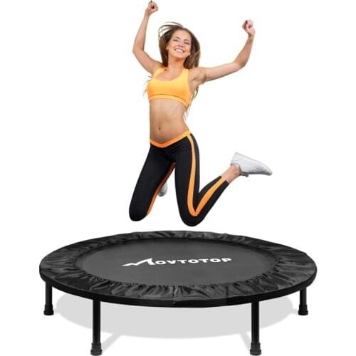40in Folding Trampoline Fitness Cardio Round Trampoline Aerobic Exercise Trainer Load Up 120 Kg Exercise Bed Fitness Equipment