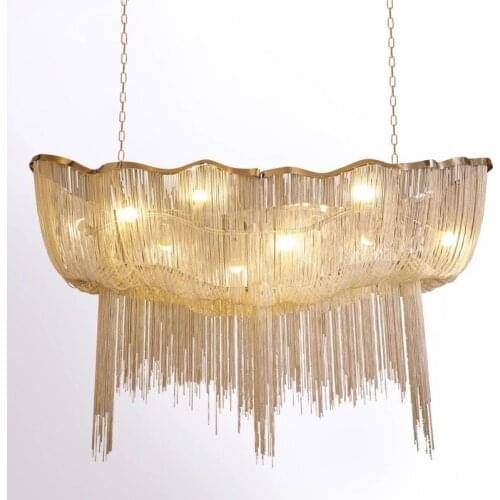 Modern Silver Aluminum Chain Chandelier Lighting Luxury Engineering Design Luxury Chain Tassel Lamp for Hotel Restaurant Decor