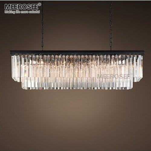 Modern Rectangle Pendant Lights Crystal Hanging Lustre de cristal Lamp Dining room foyer Pendant Lighting 100% Guarantee