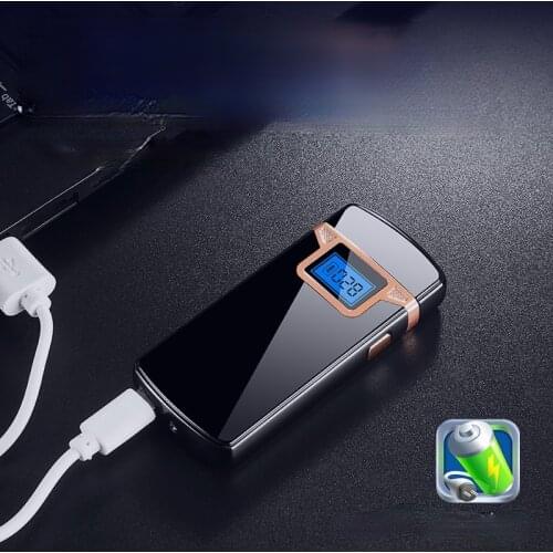 Smart Dual-arc Lighter with Digital Power Display USb Rechargeable Windproof Metal Lighter Smoking Accessories Gadgets for Men