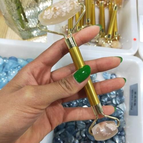 The cherry blossom agate Facial Massage Roller For Face Neck Natural Massager Lift Beauty Slimming Tools Roller For Chin Neck