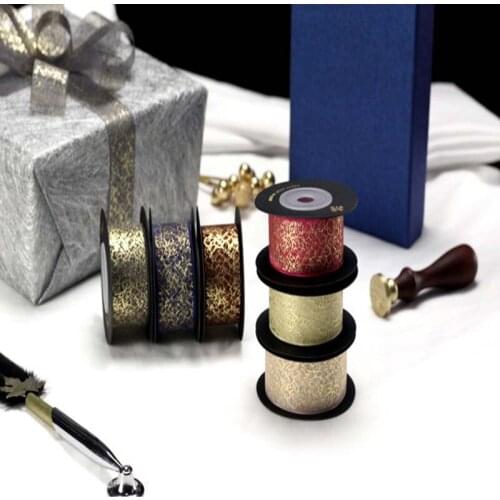 High quality 9.14m/lot Bronzing silk snow yarn ribbon snow textile belt handmade DIY material decorative ribbon forging belt