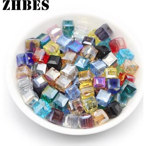ZHBES 8MM 30pcs AB Colour Austrian Crystal Spacer Square shape Loose Beads For DIY Jewelry Making Bracelet Necklace Findings
