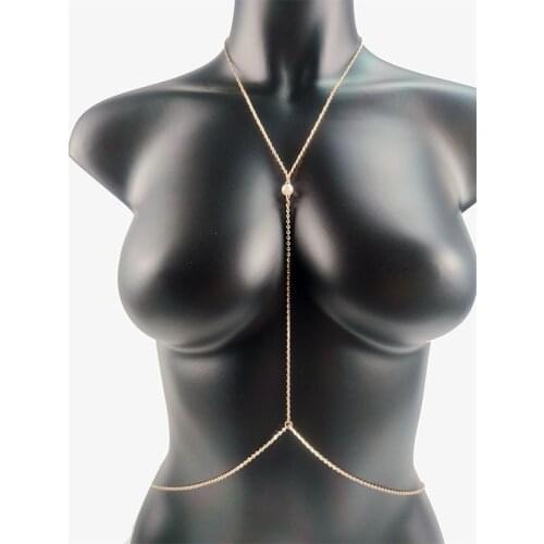 Pearl Body Chain Jewelry Chest Goth Fashion Waist Chain Sexy Bikini Bra for Women Girl Beach Simple Luxury Gift Accessories Goth