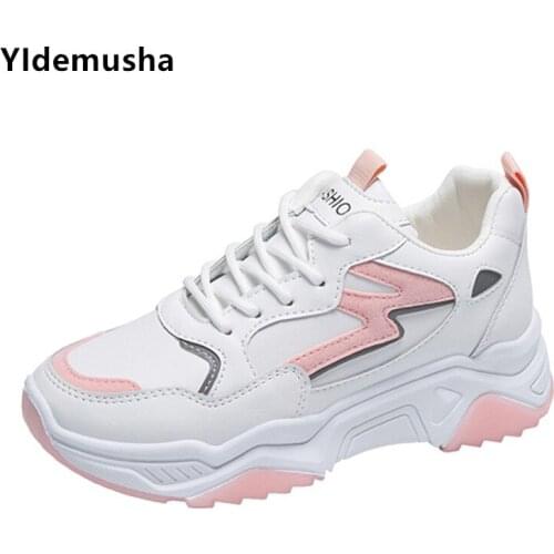 2020 Fashion Autumn Winter Jogging Shoes Womens Vulcanize Shoes Casual Classic White PU Leather Shoes Women Running Sneakers