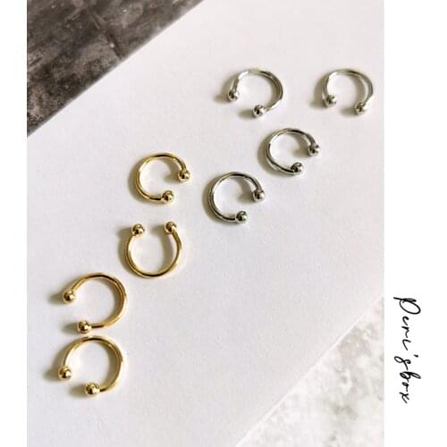 PerisBox Gold Silver Color Thin Tiny Ear Cuff Semi Circle Geometric Earrings Clips C Shape Minimalist Earrings for Women 2019