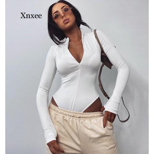 Spring Autumn Winter Bodysuit Women Sexy Slim Base Zipper Long Sleeve Romper Solid Black Color Bottoming Shirt Body Femme Cloth
