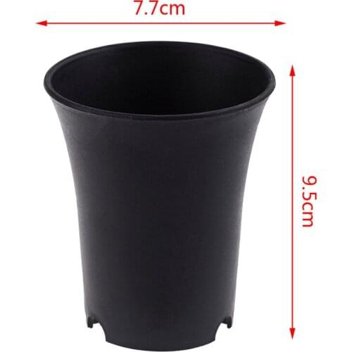 1PCS Black Plastic Round Succulents Pots Flower Planter For Home Office Or Garden Decoration