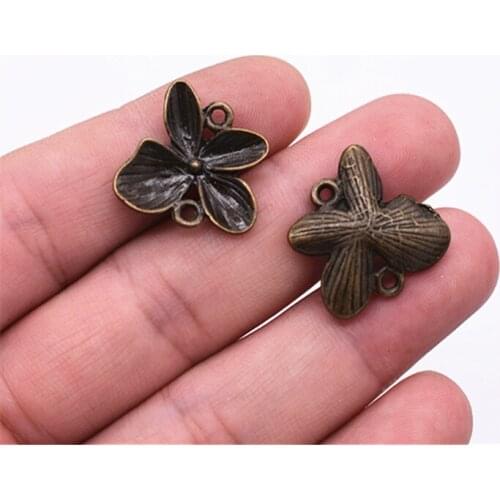 20*18mm 10pcs Antique Bronze Plated Flower Connector Charms Pendant For DIY Necklace Bracelet Jewelry Accessories