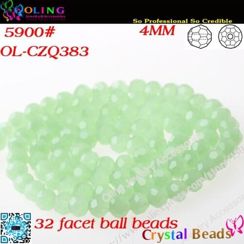 200pcs/Lot Protein green Crystal Glass Faceted Football Beads 4mm Crystal Round Beads For DIY Jewelry Findings