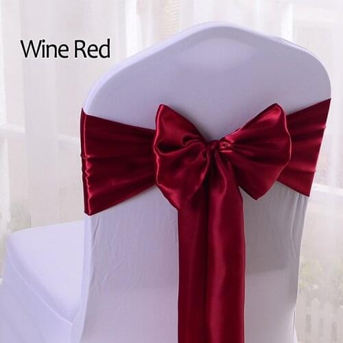 YRYIE 25pcs/lot Wholesale Silk Satin Ribbon Bow Chair Sashes For Banquet Chair covers Wedding Party Hotel Decoration Chair Band