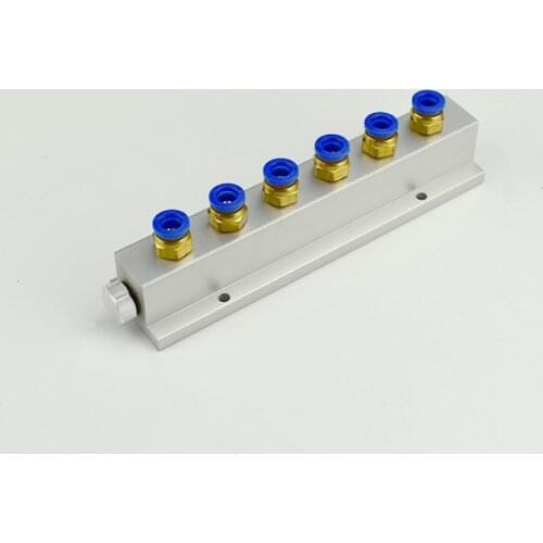 With 8mm Coupler End Plug 38x30mm 1/4" Compact-Type BSP Female Solid Aluminum T-Shape Air Pneumatic Manifold Block Splitter