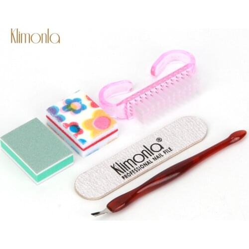 3 Set Manicure Care Tools Mini Sponge Sanding Buffer Blocks Pink Nail Brush Dead Skin Cuticle Remover Fork Nail Art Accessories