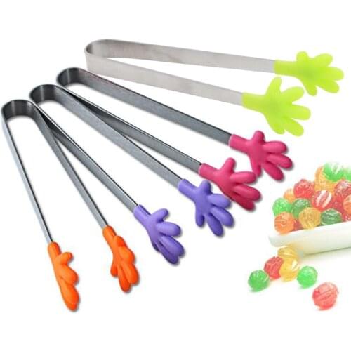 4PCS Silicone Food Tong Stainless Steel Non-Slip Salad Tongs Kitchen Tongs Cooking BBQ Tongs Kitchen Accessories