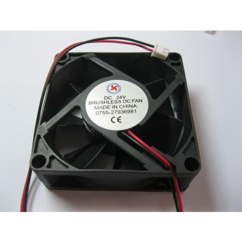 6 pcs Brushless DC Cooling Fan 7 Blade 24V 7025S 70x70x 25mm 2 wires