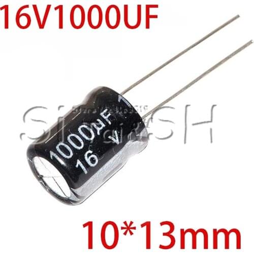 10PCS 16V1000UF 10*13mm 1000UF 16V 10x13 mm Aluminum Electrolytic Capacitor DIP