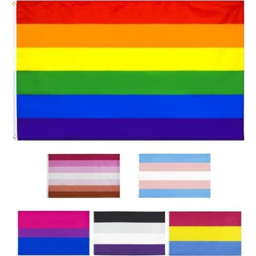 LGBT Banner Rainbow Pattern Party Supplies Polyester Pansexuality Transgender Prides Flag for Party