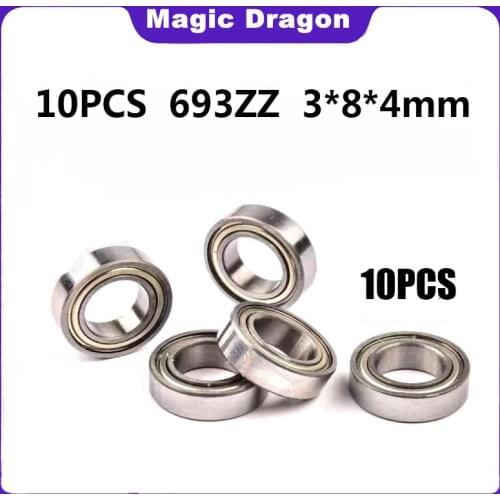 Free Shipping 10PCS ABEC-5 693ZZ 693Z 693 ZZ Bearing 3x8x4 mm High quality Miniature Ball Bearings 619/3ZZ EMQ Z3 V3 Mini
