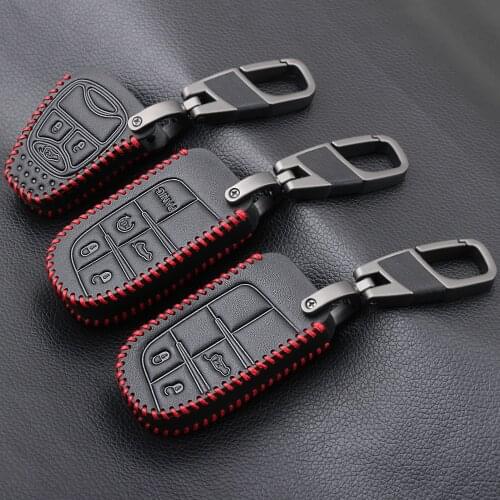 Remote Key fob Cover For Jeep Grand Cherokee Compass Liberty Renegade Wrangler Keychain Genuine Leather Key Bag Case Holder