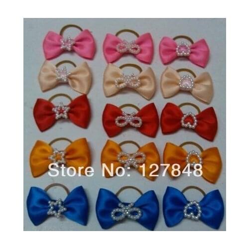 Pure color pet bow The cat and dog headdress general like leather Wholesale upscale dog hair clips 100pc/lot