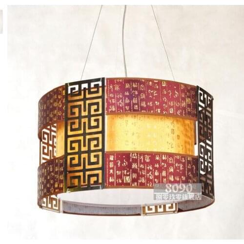 Chinese style Wooden 50CM Wooden pendant lamp dining room pendant light circle faux paper vintage lamps restaurant lighting ZS70