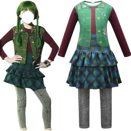 Halloween Costumes for Kids Zombies 2 Addison Cosplay Girls Bodysuit Long Sleeve Jumpsuits Fancy Outfits Carnival Party Clothing