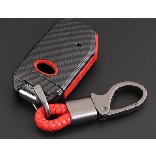 ABS Carbon Fiber Shell+Silicone Cover Remote Key Holder Fob Case&KeyChain For Kia Sportage R 2018