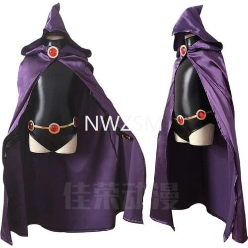 Anime Teen Titans Go Costume Cosplay Halloween Party Kids Szie Anime Cartoon Cos Props PU Leather Bodysuit Cloak