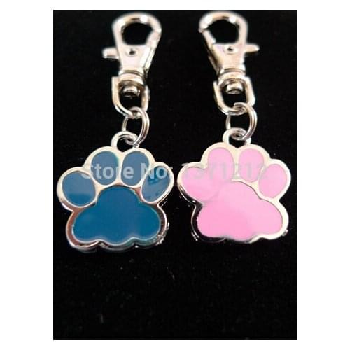 Fashion Hot Sell! 50Pcs Enamel Dog CAT FOOTPRINTS Keychain Fit Key Chains Ring DIY Jewelry