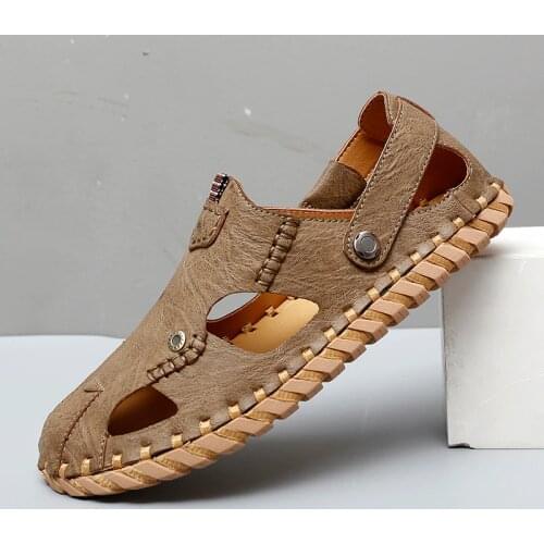 Tide brand 800-1 outdoor sandals mens leather summer 2021 personality sweat-absorbent handmade beach shoes sandals dual-use lar