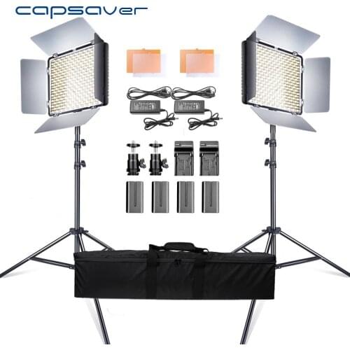 Capsaver 2 in 1 Kit LED Video Light Studio Photo LED Panel Photographic Lighting with Tripod Bag Battery 600 LED 5500K CRI 95